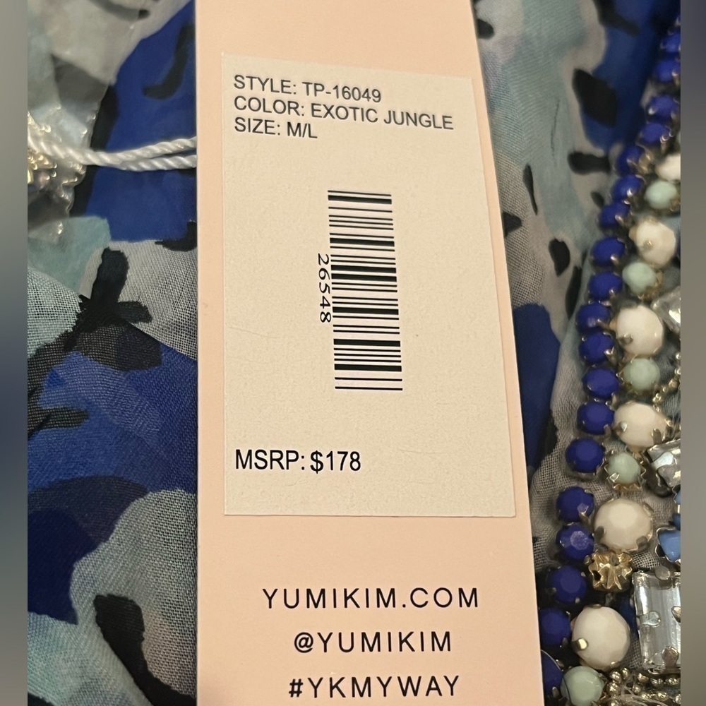YUMI Kim exotic jungle Swim Cover Tunic kaftan Size M / L Beaded Blue - Picture 10 of 13